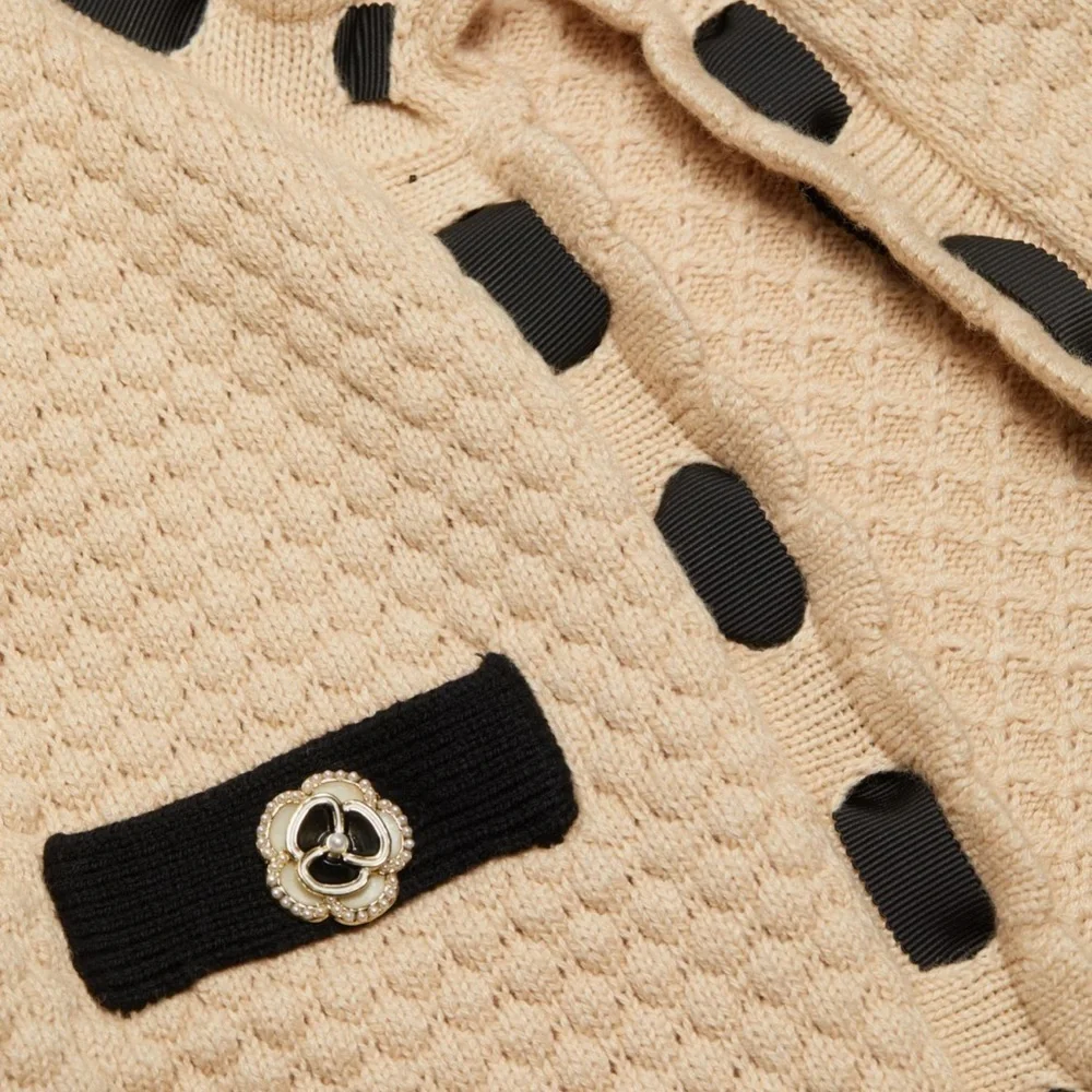 L'AGENCE Cream and Black Cardigan